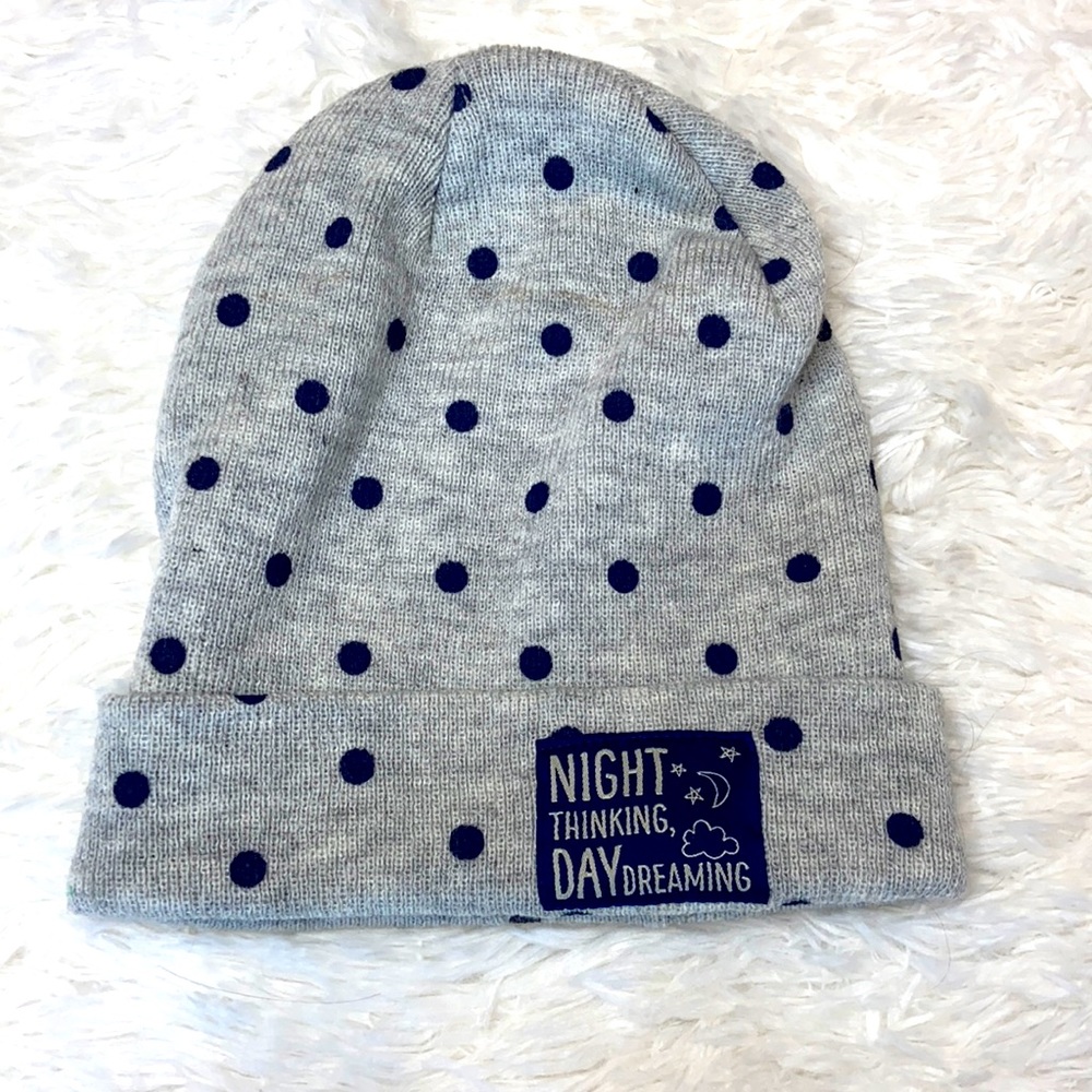 Polka Dot Gray & Navy Trendy Skull Cap